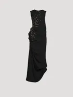 Doraya Crystal-Embellished Draped Crepe Gown