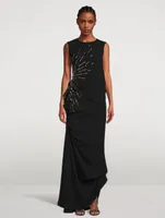 Doraya Crystal-Embellished Draped Crepe Gown