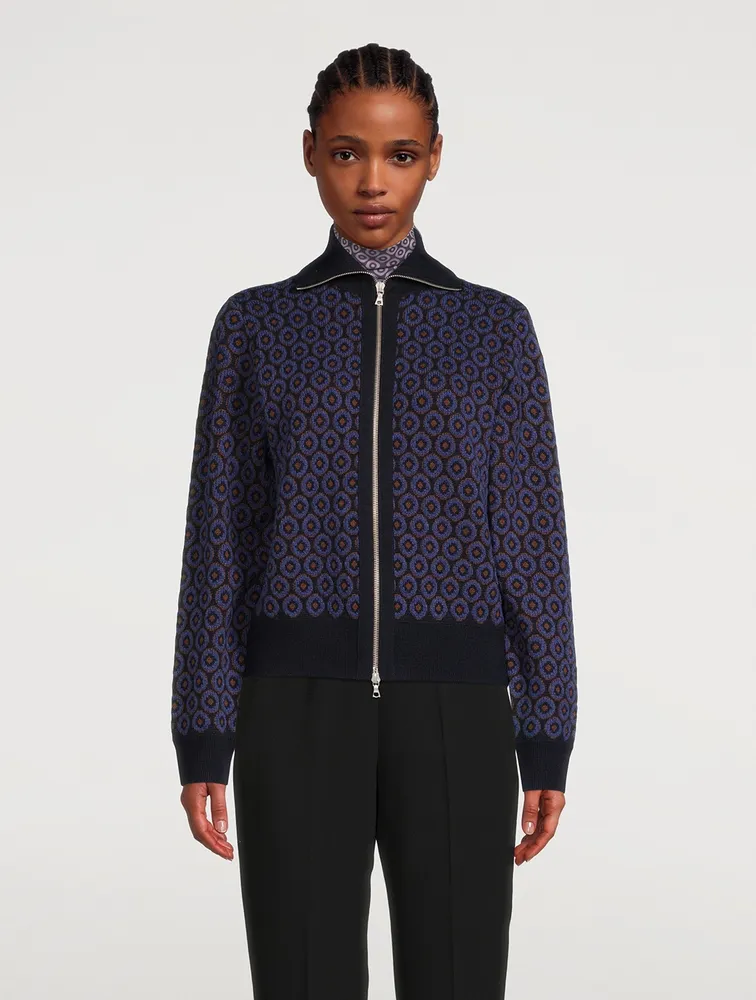 Tiffany Jacquard Wool Zip-Front Jacket