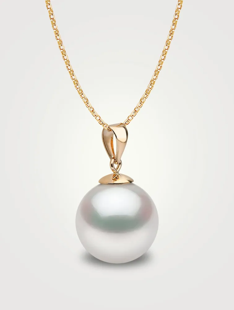 Classic 18K Gold 10-11mm Pearl Pendant Necklace