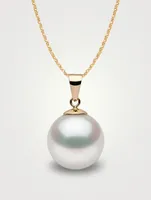 Classic 18K Gold 9-10mm Pearl Pendant Necklace