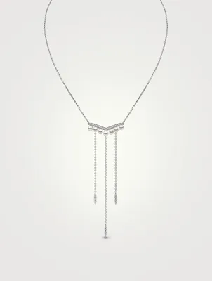 Trend 18K White Gold Necklace With Pearls And Diamonds