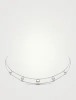 Trend 18K White Gold Pearl Choker Necklace With Pearls And Diamonds