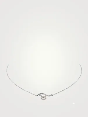 Trend 18K White Gold Pearl Necklace With Diamonds