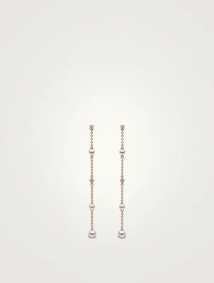 Trend 18K Gold Chain Drop Earrings With Pearls And Diamonds