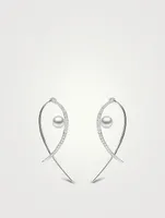 Sleek 18K White Gold Earrings With Akoya Pearls And Diamonds