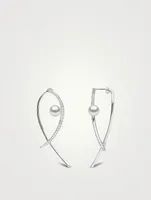 Sleek 18K White Gold Earrings With Akoya Pearls And Diamonds