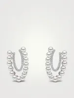 Sleek 18K White Gold Earrings With Akoya Pearls And Diamonds