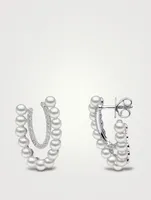 Sleek 18K White Gold Earrings With Akoya Pearls And Diamonds