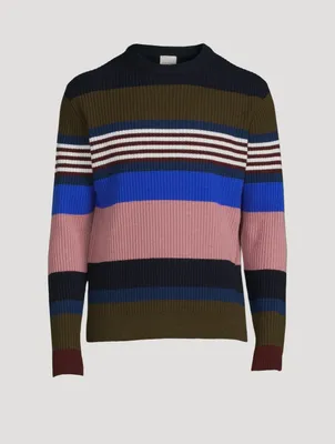 Lambswool Ribbed Sweater Striped Print