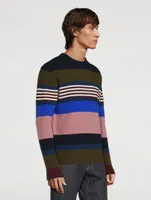 Lambswool Ribbed Sweater Striped Print