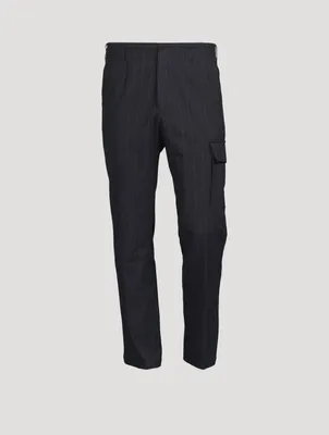 Cotton And Wool Stretch Pants With Pocket