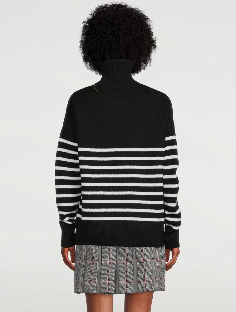 Oversized Striped Wool Turtleneck Sweater