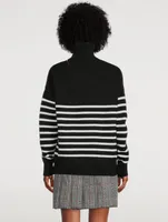 Oversized Striped Wool Turtleneck Sweater