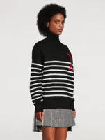 Oversized Striped Wool Turtleneck Sweater