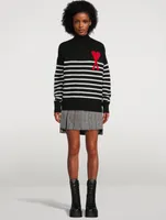 Oversized Striped Wool Turtleneck Sweater