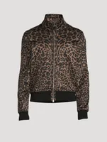 Cotton-Blend Zip Jacket In Leopard Print