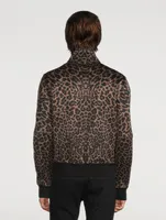 Cotton-Blend Zip Jacket In Leopard Print