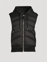 Nylon Down Vest With Cotton Hood