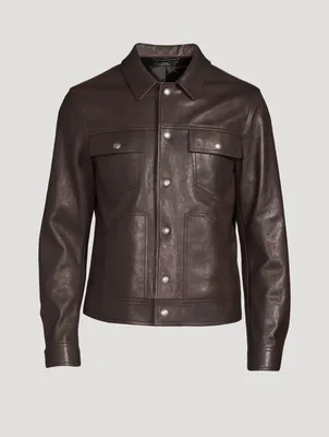 Worked Leather Western Blouson Jacket