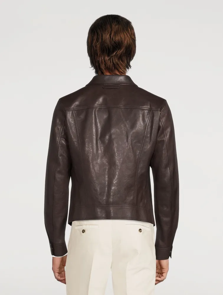 Worked Leather Western Blouson Jacket