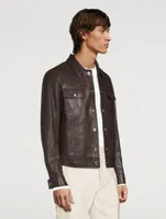Worked Leather Western Blouson Jacket