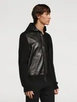 Leather Front Cotton And Cashmere Jacket