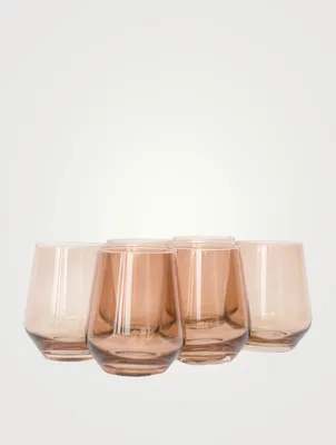 Coloured Glass Stemless Wine Glasses