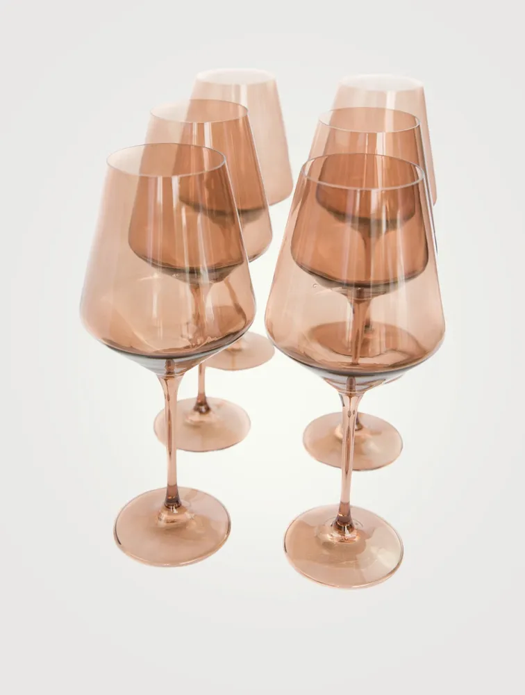 Coloured Glass Wine Glasses - Set Of 6