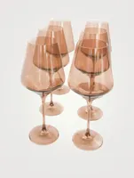 Coloured Glass Wine Glasses - Set Of 6