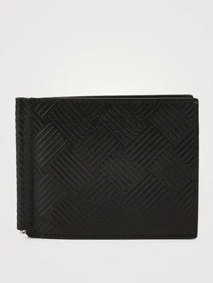 Debossed Intrecciato Leather Bill Clip Wallet