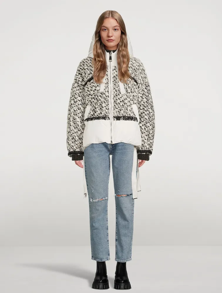 Tweed Oversized Down Puffer Jacket