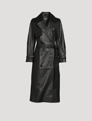 Gael Leather Belted Trench Coat