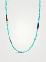 Turquoise Heishi Necklace With Tiger Eye And Blue Lapis
