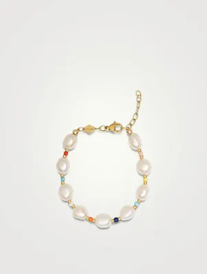Mini Pearl Bracelet With Multicolour Beads