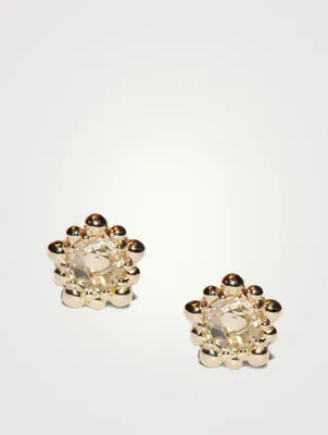 Micro Dew Drop 14K Gold Stud Earrings With White Topaz