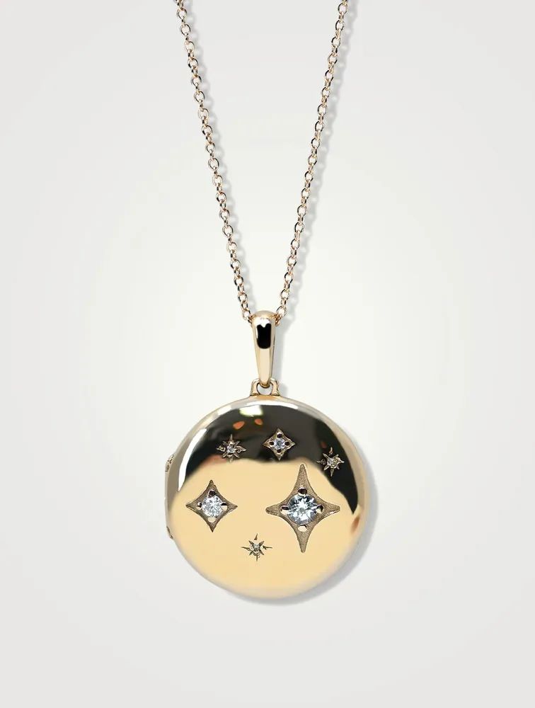 Jac+Jo 14K Gold Gothic Diamond Locket Necklace