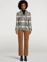 Wool And Mohair Belted Biker Jacket Plaid Print