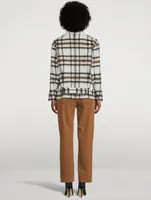 Wool And Mohair Belted Biker Jacket Plaid Print