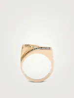 Estate 14K Gold Bypass Ring With White And Blue Diamonds