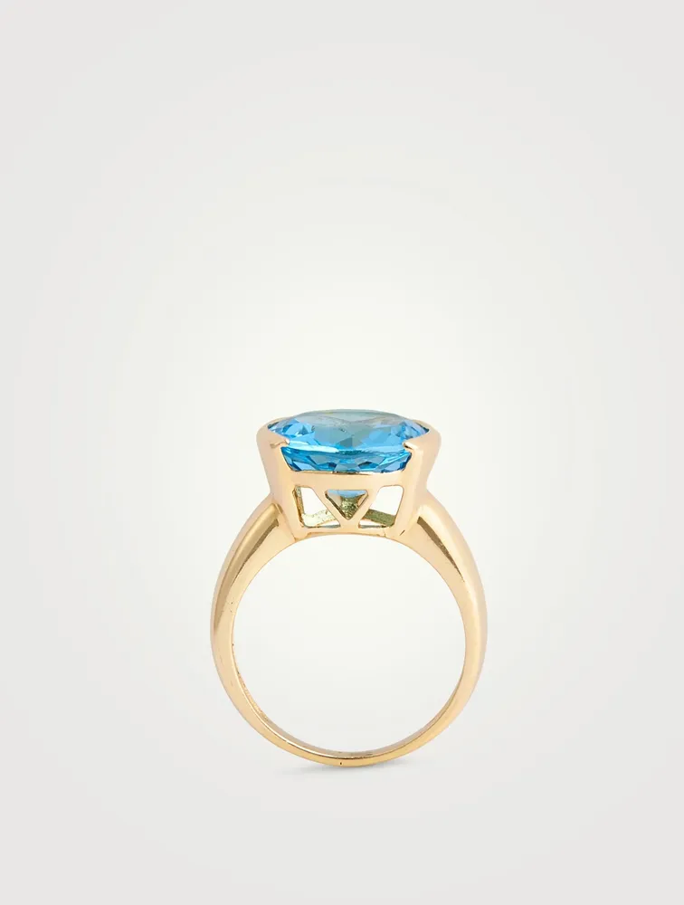 Vintage 14K Gold Blue Topaz Ring