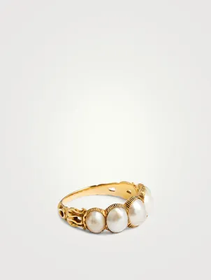 Antique 18K Gold Five-Pearl Ring