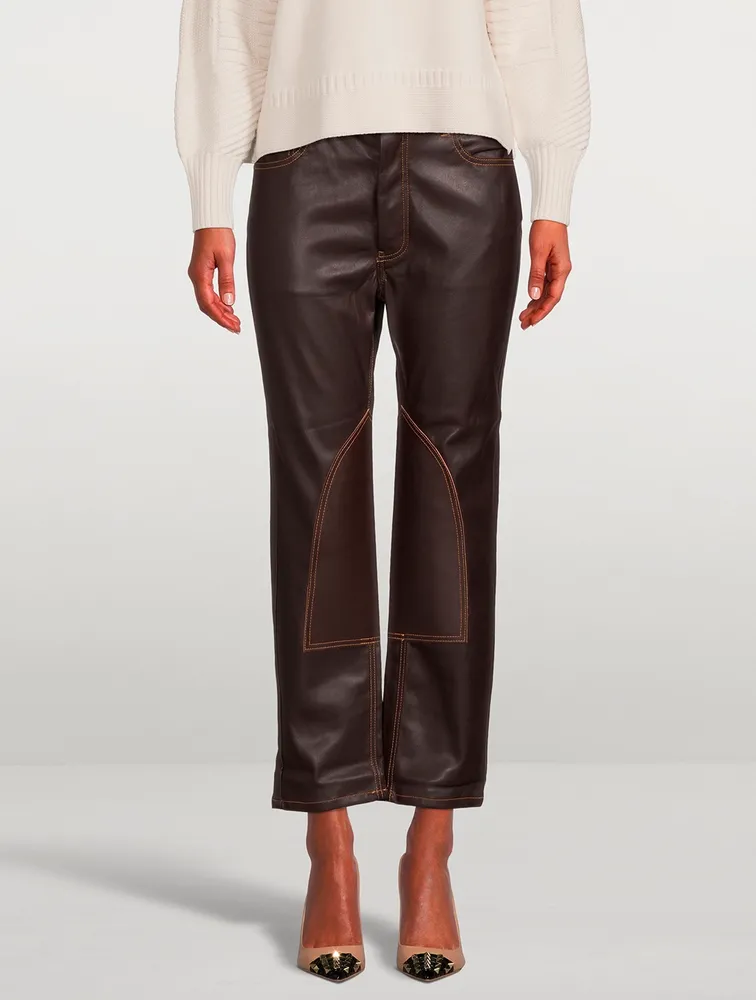 Tate Straight-Leg Faux Leather Jeans