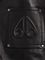 Wildhay Leather Moto Jacket With Shearling Trim