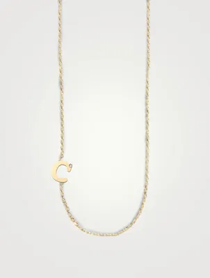 Love Letter 14K Gold C Necklace With Diamond