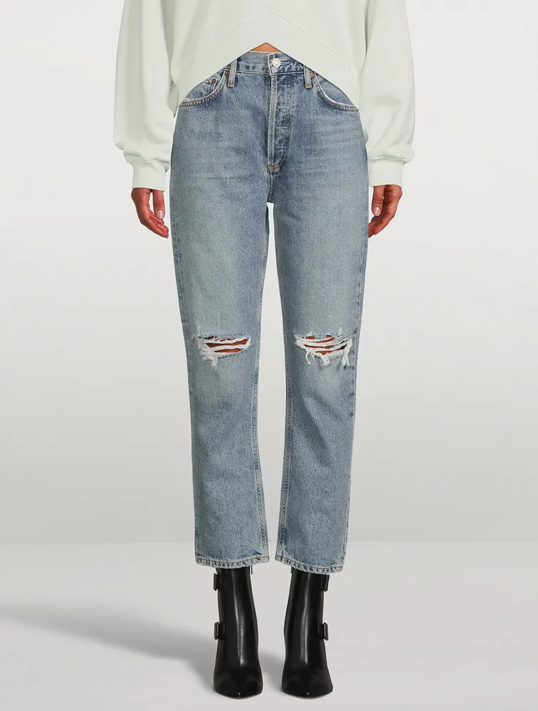 Riley High-Rise Straight-Leg Cropped Jeans