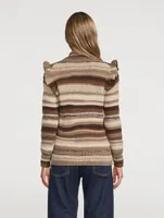 Ruffle-Trimmed Stripe Jacquard Sweater