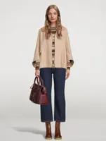 Ruffle-Trimmed Stripe Jacquard Sweater