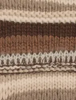 Ruffle-Trimmed Stripe Jacquard Sweater