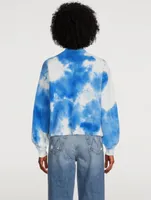 Balloon-Sleeve Cashmere Cardigan In Cloud Print